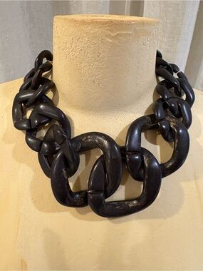 Bold Dark Brown Metallic  Link Necklace - Women Jewelry